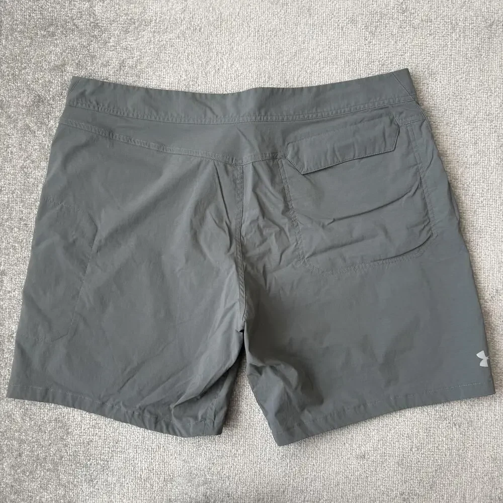 Under Armour Shorts Mens 42 Gray Board Swim HeatGear Quick Dry Stretch Pockets